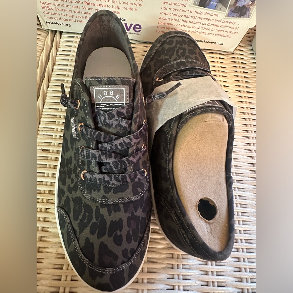 BOBS by sketchers Black Leopard Print Sneakers - Picture 8 of 9